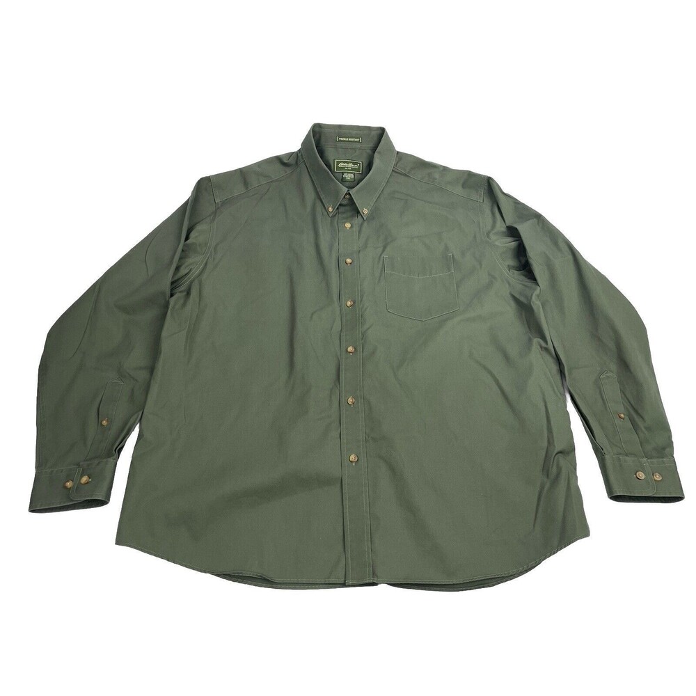 Eddie Bauer Men’s Vintage Button Shirt Green Long Sleeve Size XXL NWOT